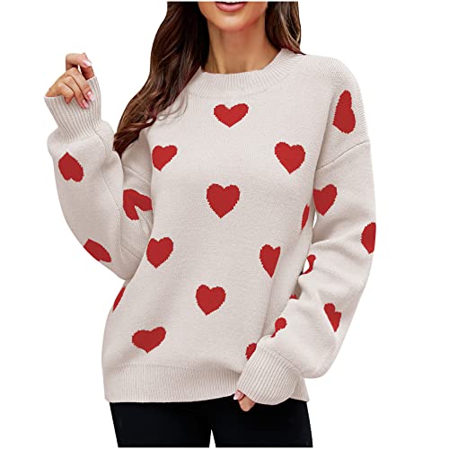 TRIGLICOLEUM Valentinstag Pullover Damen Klassischer Sweater mit Herz Print Bequemer Gestrickt Pulli Basic Shirt Lässiges Langarmshirt Sweatshirt Sexy Bluse Oberteile mit V-Ausschnitt Sportbekleidung TRIGLICOLEUM Valentinstag Pullover Damen Klassischer Sweater mit Herz Print Bequemer Gestrickt Pulli Basic Shirt Lässiges Langarmshirt Sweatshirt Sexy Bluse Oberteile mit V-Ausschnitt Sportbekleidung von TRIGLICOLEUM