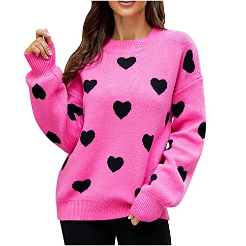 TRIGLICOLEUM Valentinstag Pullover Damen Klassischer Sweater mit Herz Print Bequemer Gestrickt Pulli Basic Shirt Lässiges Langarmshirt Sweatshirt Sexy Bluse Oberteile mit V-Ausschnitt Sportbekleidung TRIGLICOLEUM Valentinstag Pullover Damen Klassischer Sweater mit Herz Print Bequemer Gestrickt Pulli Basic Shirt Lässiges Langarmshirt Sweatshirt Sexy Bluse Oberteile mit V-Ausschnitt Sportbekleidung von TRIGLICOLEUM