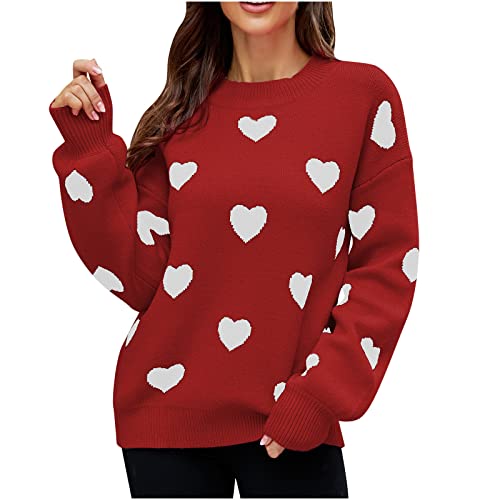 TRIGLICOLEUM Valentinstag Pullover Damen Klassischer Sweater mit Herz Print Bequemer Gestrickt Pulli Basic Shirt Lässiges Langarmshirt Sweatshirt Sexy Bluse Oberteile mit V-Ausschnitt Sportbekleidung TRIGLICOLEUM Valentinstag Pullover Damen Klassischer Sweater mit Herz Print Bequemer Gestrickt Pulli Basic Shirt Lässiges Langarmshirt Sweatshirt Sexy Bluse Oberteile mit V-Ausschnitt Sportbekleidung von TRIGLICOLEUM