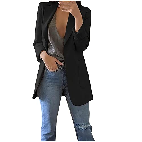 TRIGLIKOLEUM Damen Elegant Langarm Blazer Sakko Einfarbige Business Anzug Großen Größen Übergangsjacke Ohne Verschluss Cardigan Herbst Winter Jacke Anzugjacke Für Büro Sportlicher Longblazer S-5XL TRIGLIKOLEUM Damen Elegant Langarm Blazer Sakko Einfarbige Business Anzug Großen Größen Übergangsjacke Ohne Verschluss Cardigan Herbst Winter Jacke Anzugjacke Für Büro Sportlicher Longblazer S-5XL von TRIGLICOLEUM