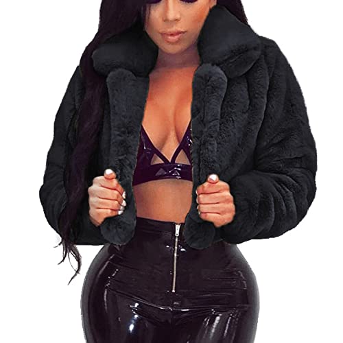 TRIGLIKOLEUM Damen Kunstpelz Mantel Crop Pelzmantel Mode Einfarbige Winterjacke Warme Dicke Wintermantel Langarm Übergangsjacke Mit Umlegekragen Plüsch Jacke Kurz Pelzjacke Locker Outwear S-2XL TRIGLIKOLEUM Damen Kunstpelz Mantel Crop Pelzmantel Mode Einfarbige Winterjacke Warme Dicke Wintermantel Langarm Übergangsjacke Mit Umlegekragen Plüsch Jacke Kurz Pelzjacke Locker Outwear S-2XL von TRIGLICOLEUM