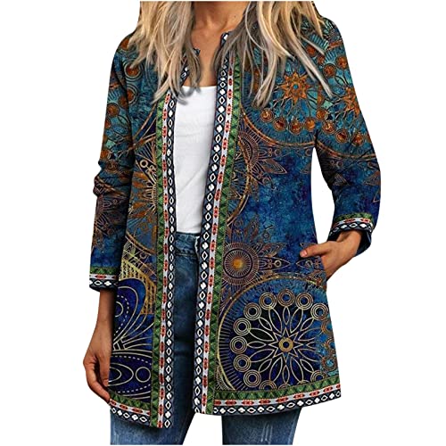 TRIGLIKOLEUM Strickjacke Damen Retro Ethno Stil Jacke Übergangsjacke in Großen Größen Herbst Winter Leichte Mantel Lockere Trenchcoat Ohne Verschluss Cardigan Langarm Oberbekleidung mit Tasche TRIGLIKOLEUM Strickjacke Damen Retro Ethno Stil Jacke Übergangsjacke in Großen Größen Herbst Winter Leichte Mantel Lockere Trenchcoat Ohne Verschluss Cardigan Langarm Oberbekleidung mit Tasche von TRIGLICOLEUM