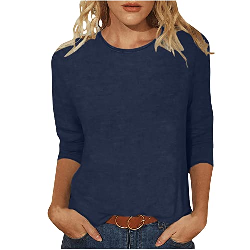 Tops für Damen Einfarbig Bluse 3/4 Arm Tshirt Oberteile Sommer Basic Shirt Tunika Pullover Rundhals T-Shirt Bequeme Casual Longtops Beachwear Locker Blusen T Shirts Longbluse Geschenk für Frauen Tops für Damen Einfarbig Bluse 3/4 Arm Tshirt Oberteile Sommer Basic Shirt Tunika Pullover Rundhals T-Shirt Bequeme Casual Longtops Beachwear Locker Blusen T Shirts Longbluse Geschenk für Frauen von TRIGLICOLEUM