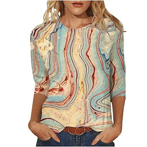 Tops für Damen Marmordruck Oberteile 3/4 Arm Bluse Sommer Tshirt Basic Shirt Tunika Pullover Rundhals T-Shirt Bequeme Casual Longtops Beachwear Locker Blusen T Shirts Longbluse Geschenk für Frauen Tops für Damen Marmordruck Oberteile 3/4 Arm Bluse Sommer Tshirt Basic Shirt Tunika Pullover Rundhals T-Shirt Bequeme Casual Longtops Beachwear Locker Blusen T Shirts Longbluse Geschenk für Frauen von TRIGLICOLEUM