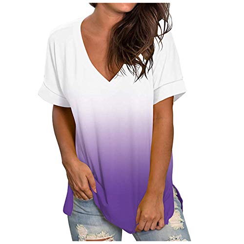 Tops für Damen Tshirt Mode Farbverlauf Tunika V-Ausschnitt Kurzarm T-Shirt Einfarbig Longbluse Locker Longtops Pullover T Shirts Ärmellos Tanktop Basic Shirt Blusen & Tuniken für Damen Große Größen Tops für Damen Tshirt Mode Farbverlauf Tunika V-Ausschnitt Kurzarm T-Shirt Einfarbig Longbluse Locker Longtops Pullover T Shirts Ärmellos Tanktop Basic Shirt Blusen & Tuniken für Damen Große Größen von TRIGLICOLEUM