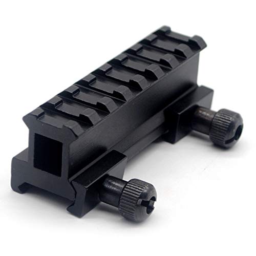 TRIROCK See-Through 8 Slots Flat-Top Picatinny Riser Mount Base Dovetail Weaver Adapter fits 20mm Rail for Scope Optics - Thumb knob System von TRIROCK