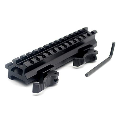 TRIROCK See-Through Throw Lever Riser Mount Picatinny Riser Mount with 13 Slots Double Rails Quick Release Detachable fits Scope Optics von TRIROCK