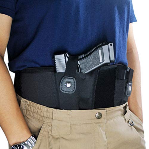 TRIROCK Tactical Concealed Carry Belly Band Holster w/Magazine Pouch for Pistols/Revolvers - for Women and Men - Outside/Inside The Waistband Carry (OWB/IWB) - Left Handed von TRIROCK