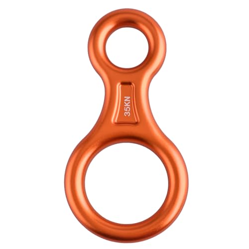 TRIWONDER 35kN 50kN Abseilachter, Abseilgerät Klettern 8 Descender für Seildurchmesser 8-13 mm (【35kN】 Orange) von TRIWONDER