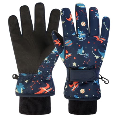 TRIWONDER Kinder Skihandschuhe, Winterhandschuhe, Kalt Wetter Handschuhe für Junge und Mädchen (C - Marineblau, M (7-9 Jahre)) von TRIWONDER