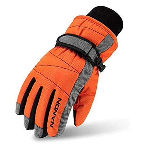 TRIWONDER Kinder Thermo-Fleece Skihandschuhe Snowboard Handschuhe Warme Winterhandschuhe für Jungen Mädchen (Orange, M (8-10 Jahre)) von TRIWONDER