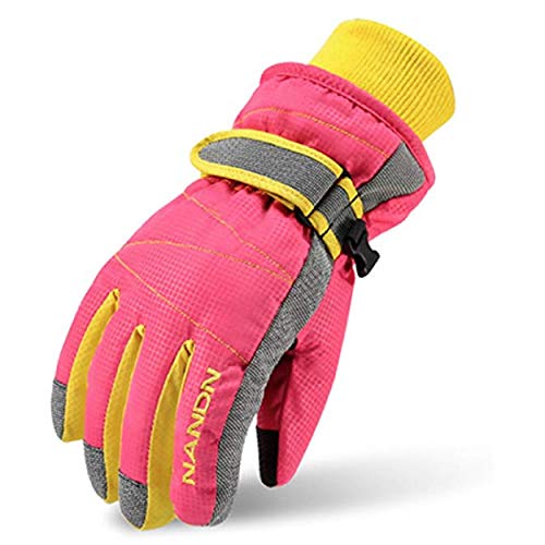 TRIWONDER Kinder Thermo-Fleece Skihandschuhe Wasserdichte Snowboard Handschuhe für Jungen Mädchen (Rosa, M (8-10 Jahre)) von TRIWONDER