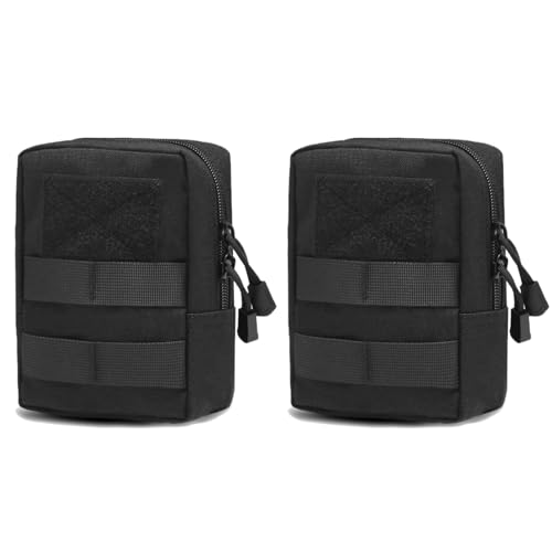 TRIWONDER Taktische Hüfttaschen, Molle Klein Tasche, Wasserdicht Gürteltasche Beutel für Camping Wandern Jagd (Schwarz - 2 TLG) von TRIWONDER