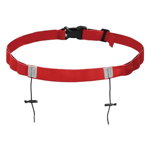 TRIWONDER Triathlon Startnummernband Laufgürtel mit Nummernhalter, 6 Ring Running Belt, Bauchtasche Gürteltasche für Triathlon, Marathon, Laufen, Radfahren (03 Rot) von TRIWONDER