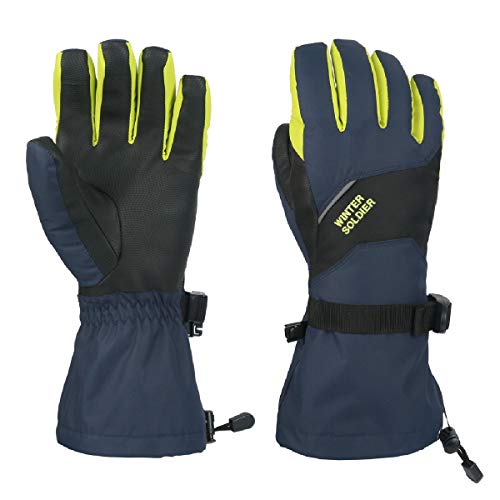 TRIWONDER Winter Warme Handschuhe, rutschfeste und Winddichte Winterhandschuhe, Touchscreen Skihandschuhe Snowboardhandschuhe für Herren Damen Outdoor-Sport Winter (Blau & Grün, L) von TRIWONDER