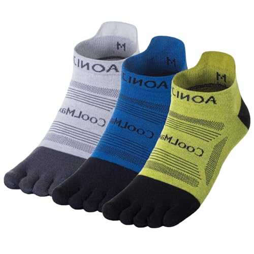 TRIWONDER Zehensocken für Damen Herren Coolmax Laufsocken 5 Fingersocken Sportsocken 3 Paar für Laufen Joggen Fitness (DE/NL/SE/PL, Alphanumerisch, L, Regular, Regular, 10a# Knöchelhoch / 3 Paare) von TRIWONDER