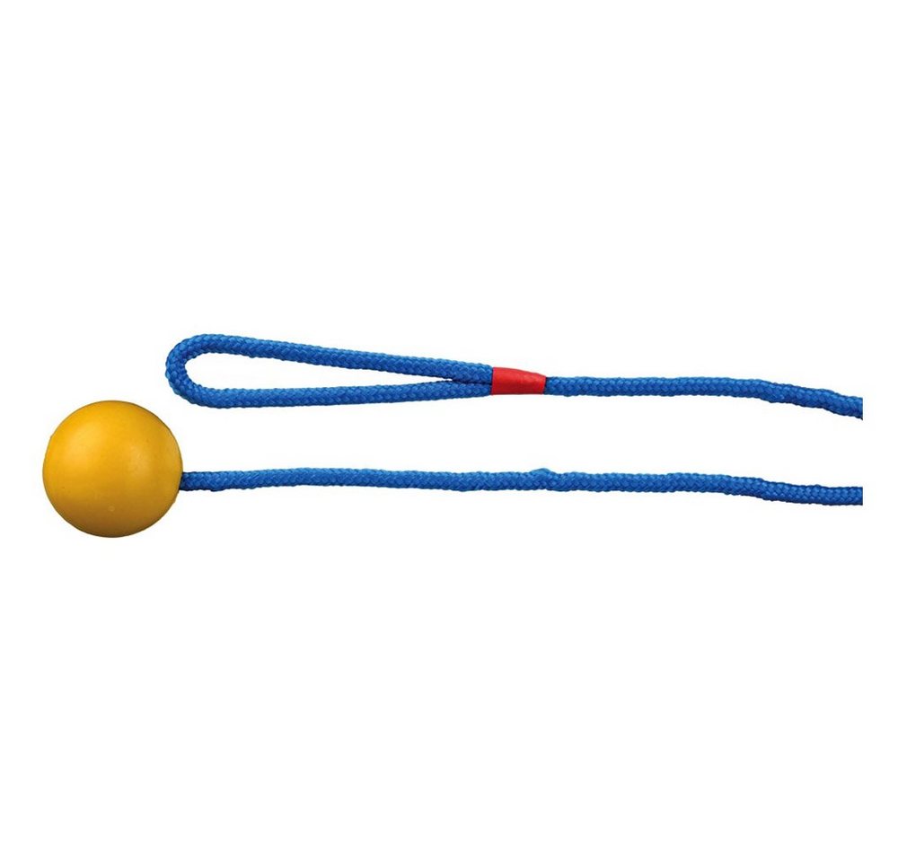 TRIXIE Spielknochen Ball am Seil, Naturgummi, Maße: ø 5 cm / 1,00 m / Farbe: petrol/orange von TRIXIE
