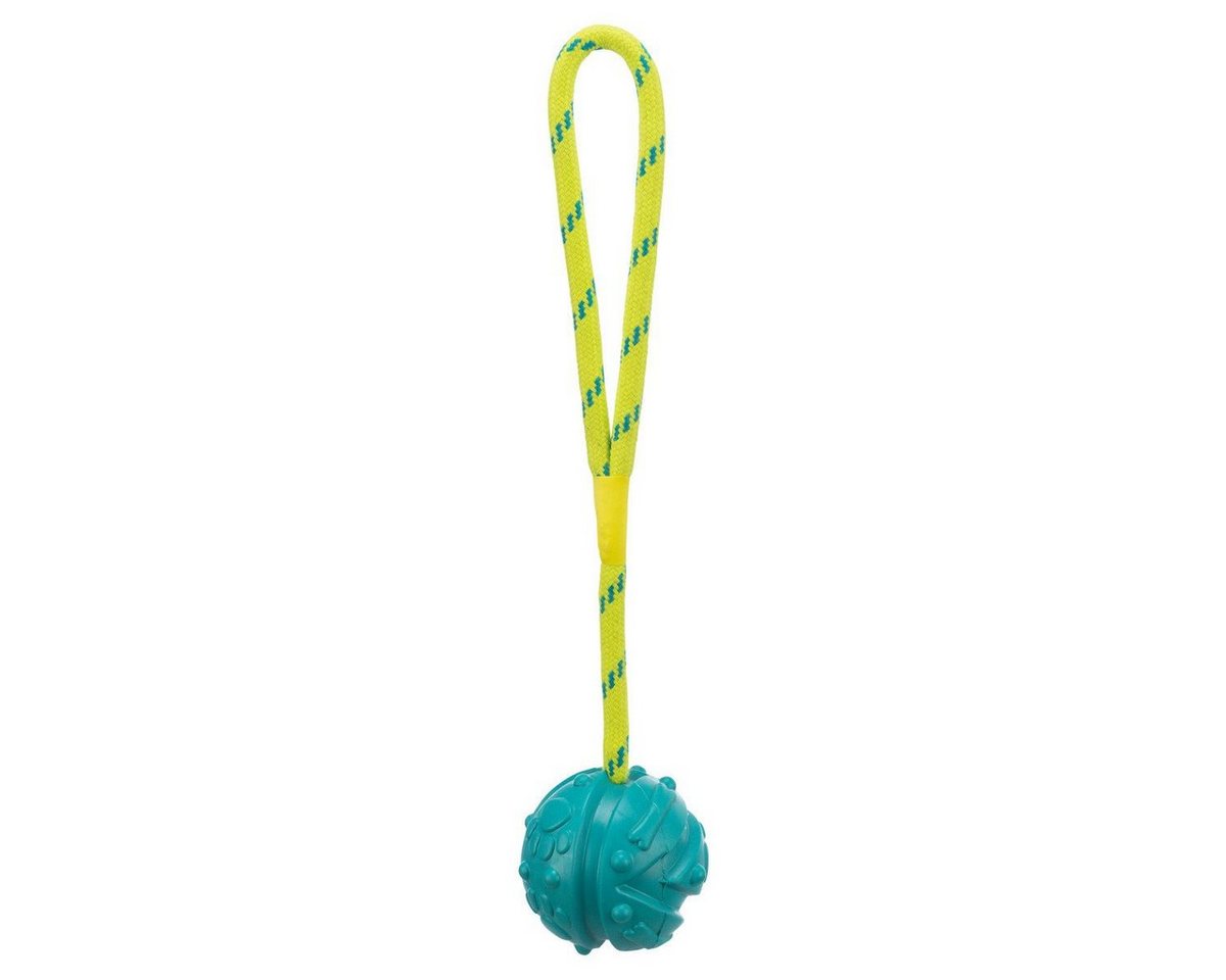 TRIXIE Spielknochen Ball am Seil, schwimmt, Naturgummi, Maße: ø 7 cm / 35 cm / Farbe: petrol von TRIXIE