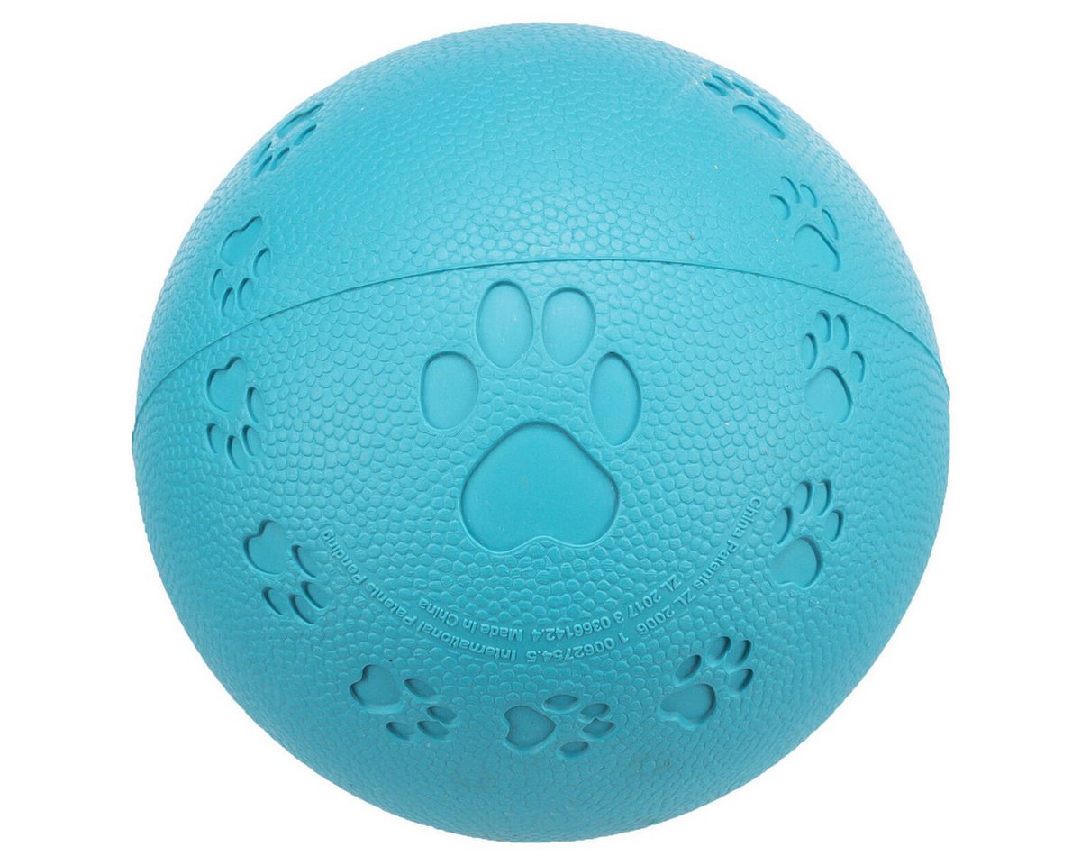 TRIXIE Tierball Spielball mit Pfotenabdruck, Quietscher, Durchmesser: 9 cm / Farbe: petrol von TRIXIE