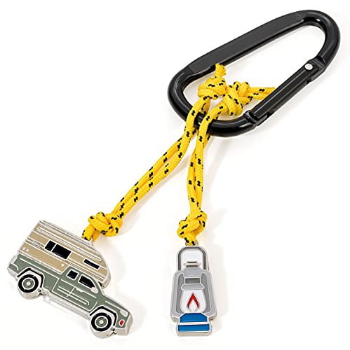 TROIKA Metall Schlüsselanhänger mit Campingwagen Anhänger, KR21-06/BK Mehrfarbig handlich von TROIKA
