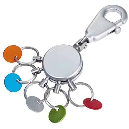 TROIKA KYR61/MC PATENT SCHLÜSSELHALTER rund, matt Schlüsselanhänger Karabinerhaken 5 ausklinkbare Ringe, farbige Plättchen zur Zuordnung der Schlüssel TROIKA KYR61/MC PATENT SCHLÜSSELHALTER rund, matt Schlüsselanhänger Karabinerhaken 5 ausklinkbare Ringe, farbige Plättchen zur Zuordnung der Schlüssel von TROIKA