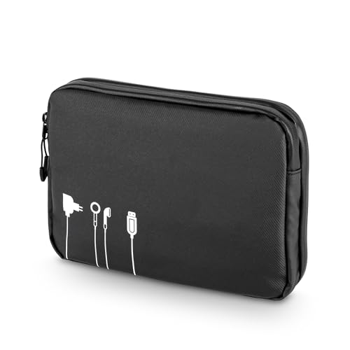 TROIKA Black Tech Pouch 2 - BBL64/BK - Kabeltasche für Elektronikzubehör – großes Fach mit 2-Wege Reißverschluss und 6 Netzfächern, Tarpaulin – schwarz TROIKA Black Tech Pouch 2 - BBL64/BK - Kabeltasche für Elektronikzubehör – großes Fach mit 2-Wege Reißverschluss und 6 Netzfächern, Tarpaulin – schwarz von TROIKA