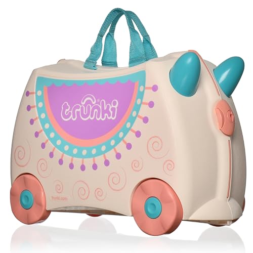 Trunki Handgepäck Und Kinderkoffer zum Draufsitzen | Kinder Risen Geschenk für Mädchen Und Jungen | Trolley Lola das Lama (Creme) von TRUNKI