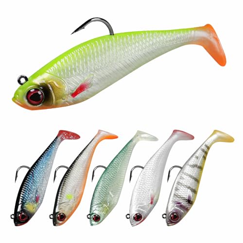TRUSCEND Angelköder Gummifische Kunstköder Gummiköder Set Fische Angeln Forelle Zander & Barsch Köder Jigköpfe, BKK/VMC-Haken, Japan-Formel, Süßwasser-Salzwasser-Fischen Geschenk für Männe TRUSCEND Angelköder Gummifische Kunstköder Gummiköder Set Fische Angeln Forelle Zander & Barsch Köder Jigköpfe, BKK/VMC-Haken, Japan-Formel, Süßwasser-Salzwasser-Fischen Geschenk für Männe von TRUSCEND