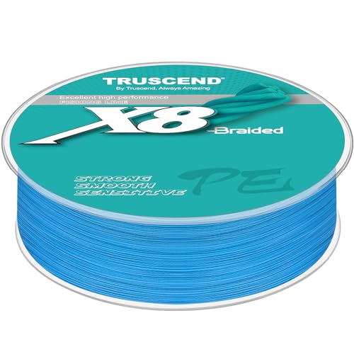 TRUSCEND Geflochtene Angelschnur 8fach, Angelzubehör Angelschnur geflochten glatt und ultradünn, PE Braided Fishing Lines, Angelsehne, Angel Schnur - 15lb/0.16mm/300yds von TRUSCEND