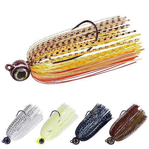 TRUSCEND Titanium Weed Guard Swim Jig mit Ultraglattem, Teflon Beschichtetem BKK-Haken, Tour Grade Skirted Schwimmen Jigkopf, Lockerheit-Proof Edelstahl Draht gebunden Bass Jigs Köder für Bass TRUSCEND Titanium Weed Guard Swim Jig mit Ultraglattem, Teflon Beschichtetem BKK-Haken, Tour Grade Skirted Schwimmen Jigkopf, Lockerheit-Proof Edelstahl Draht gebunden Bass Jigs Köder für Bass von TRUSCEND