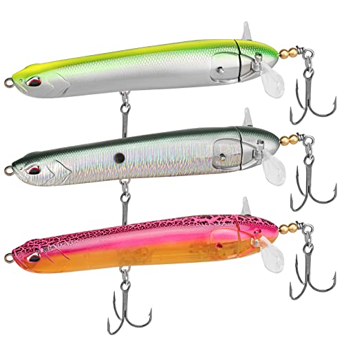 TRUSCEND Topwater Angelköder mit BKK Haken, Bleistift Plopper Angelköder für Barsch Wels Hecht Barsch, Top Wasser Köder mit Propeller Schwanz, Bleistift Schwimmenden Köder Süßwasser oder Salzwasser TRUSCEND Topwater Angelköder mit BKK Haken, Bleistift Plopper Angelköder für Barsch Wels Hecht Barsch, Top Wasser Köder mit Propeller Schwanz, Bleistift Schwimmenden Köder Süßwasser oder Salzwasser von TRUSCEND