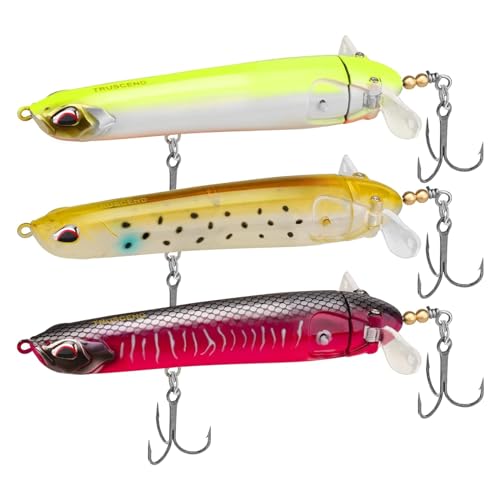 TRUSCEND Topwater Angelköder mit BKK Haken, Bleistift Plopper Angelköder für Barsch Wels Hecht Barsch, Top Wasser Köder mit Propeller Schwanz, Bleistift Schwimmenden Köder Süßwasser oder Salzwasser TRUSCEND Topwater Angelköder mit BKK Haken, Bleistift Plopper Angelköder für Barsch Wels Hecht Barsch, Top Wasser Köder mit Propeller Schwanz, Bleistift Schwimmenden Köder Süßwasser oder Salzwasser von TRUSCEND
