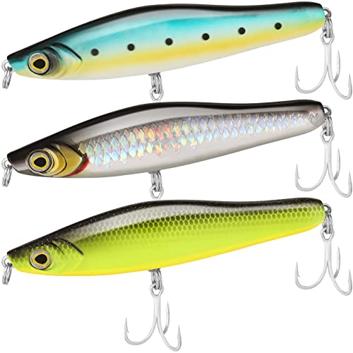 TRUSCEND Topwater Bleistift Angelköder mit VMC Haken, oder Beben sinkend, Langgegossener Premium Barschköder mit Klopfrassel, Schwimmend Schwimmköder für Süßwasser Salzwasser TRUSCEND Topwater Bleistift Angelköder mit VMC Haken, oder Beben sinkend, Langgegossener Premium Barschköder mit Klopfrassel, Schwimmend Schwimmköder für Süßwasser Salzwasser von TRUSCEND