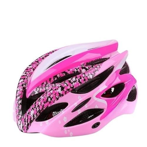 Rennradhelm for Erwachsene, verstellbare Passform, belüfteter Fahrradhelm, leichter Fahrradhelm for Männer und Frauen(Small floral Pink56 59CM) von TRgqify-KM