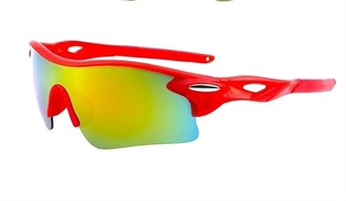 TRgqify-KM Fahrradbrille, TR90 Sport-Sonnenbrille, UV-Schutz Damen, Herren, Laufen, Mountainbike, Radfahren, Golf, Angeln(Red frame) von TRgqify-KM