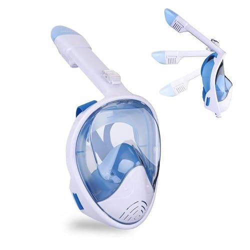 Tauchmaske for Erwachsene, UV-Schutz, Schnorchelmaske, beschlagfrei, atmungsaktiv, klare Sicht, Schwimmausrüstung(Blue white,Xs) von TRgqify-KM