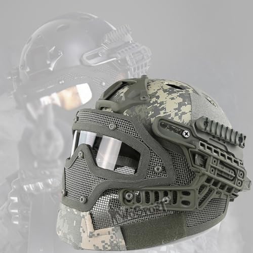Fast Tactical Helm, Helmdrahtmaske, Einteiliger Integralhelm, Passend for Einen Kopfumfang Von 52–62 cm.(HL-20-PJ-ACU) von TS TAC-SKY