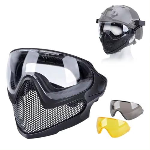 Gesichtsmaske Mit Schutzbrille Schwarze Vollgesichtsmaske for Outdoor-Sport Kann Mit Taktischem Helm Verwendet Werden(MA-117-BK) von TS TAC-SKY