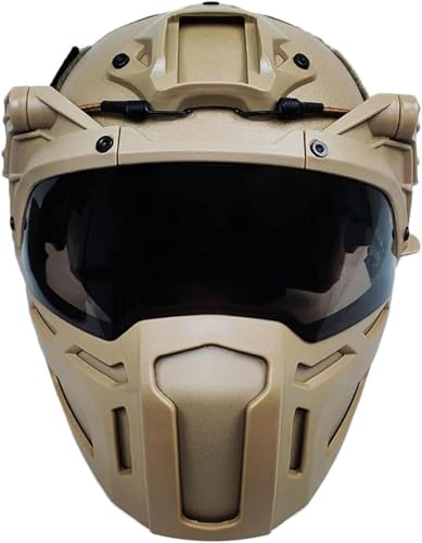 Mit Abnehmbaren Masken Airsoft-Linsenschutzbrille Fast Half Face Gear Taktischer Helm Mit Helmüberzug for CS Survival Game Paintball Rollenspiele(B) von TS TAC-SKY