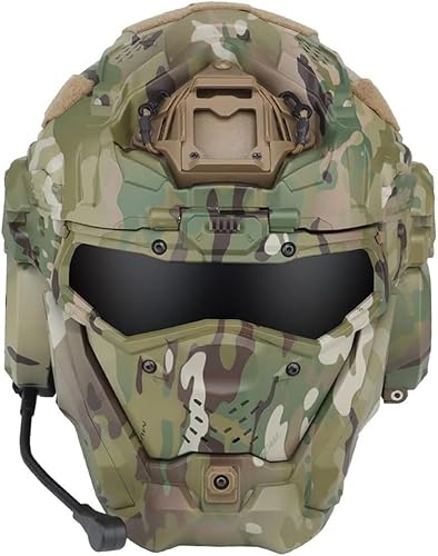 Mit Flip-Flop-Maske, Antibeschlag-Schutzbrille, HD-Headset, Taktischem Schutz, Integralhelm, Airsoft- Und Paintball-Taktikschutz, Schneller Helm(BKA) von TS TAC-SKY