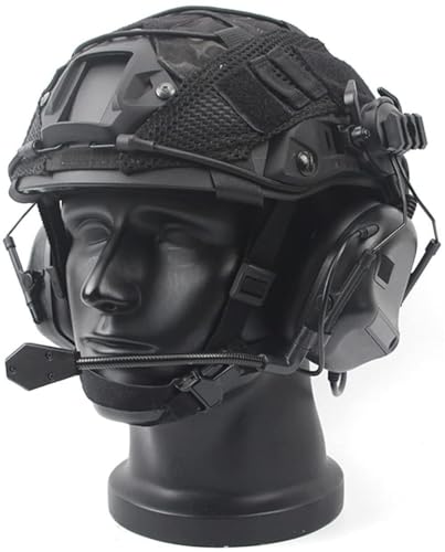 Mit Headset-Helmbezug-Ausrüstungskombination for Airsoft-Paintball-Jagd Outdoor Tactical Fast Helmset Mit EPP-Polsterung, Airsoft-Paintball-Spiele Helmset(BKA,L) von TS TAC-SKY