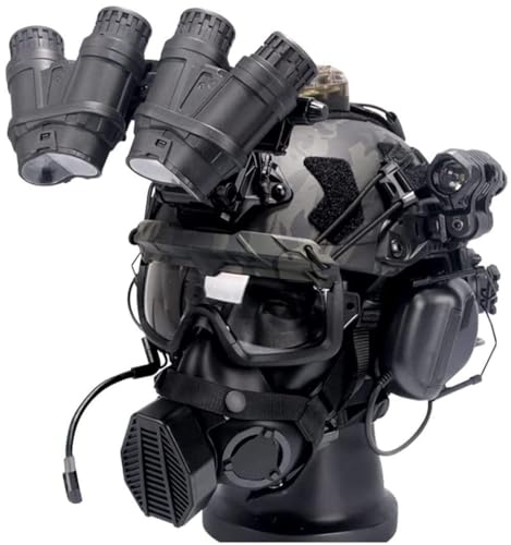 Paintball-Schutzbrille Und NVG-Halterung NVG-Modell for Die Jagd Im Freien CS-Militärspiel Taktisches Helmset, PJ Fast-Helm Mit Airsoft-Maske, Taktischer Kopfhörer,(BKD) von TS TAC-SKY