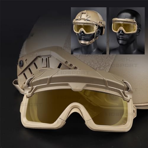 TS TAC-SKY Geteilte Taktische Outdoor-Schutzbrille, Zwei Nutzungsmodi, Anpassbar An Taktische Helme(GG-MA-114-T-Y) von TS TAC-SKY
