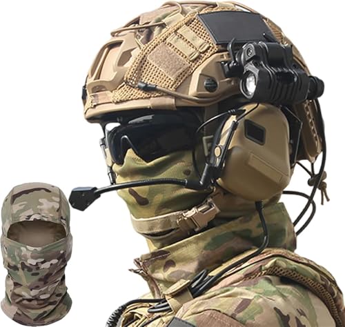 Tactical FAST Helm Mit Noise Cancelling-Headset, Schutzbrille, Batterietasche, Taschenlampen, Metall, L4G24 Und NVG-Modelle, Airsoft-Helmset(B,L) von TS TAC-SKY