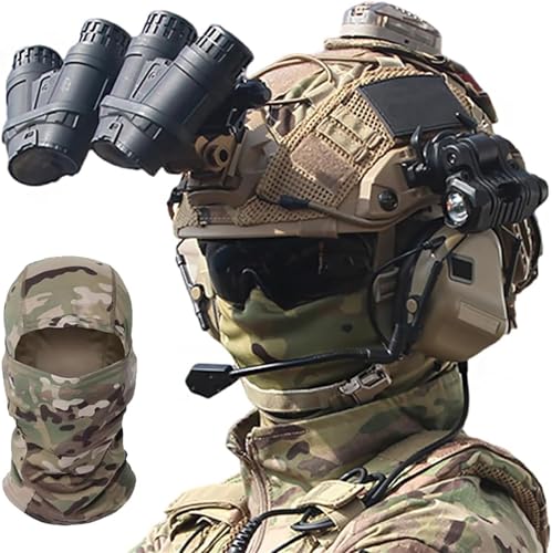 Tactical FAST Helm Mit Noise Cancelling-Headset, Schutzbrille, Batterietasche, Taschenlampen, Metall, L4G24 Und NVG-Modelle, Airsoft-Helmset(E,L) von TS TAC-SKY