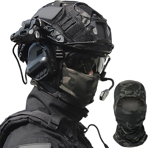 Tactical FAST Helm Mit Noise Cancelling-Headset, Schutzbrille, Batterietasche, Taschenlampen, Metall, L4G24 Und NVG-Modelle, Airsoft-Helmset(G,L) von TS TAC-SKY
