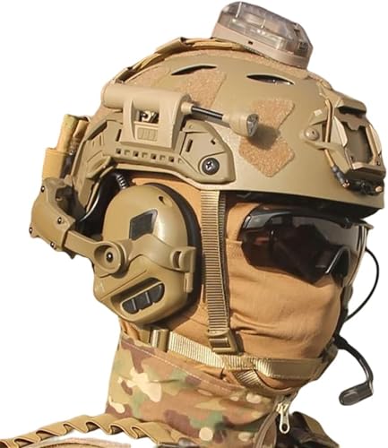 for Den Outdoor-Paintball-Jagd-Taktischer Airsoft-Helm Mit Rauschunterdrückungs-Headset, Schießbrille, Vollgesichtsmaske(L MIN) von TS TAC-SKY