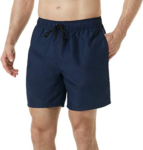 TSLA 6 Zoll Dry Fit Performance Badehose Wasserstrand Board Shorts für Herren, Msb13 1pack - Navy, Large von TSLA