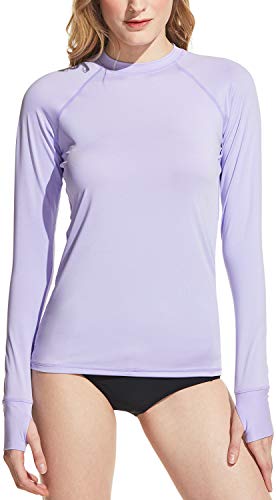 TSLA Bademode Langarm Top UV-Schutz UPF 50+ Aktiv Rash Guard fur Damen, Fsr40 1pack - Lavender, XL von TSLA