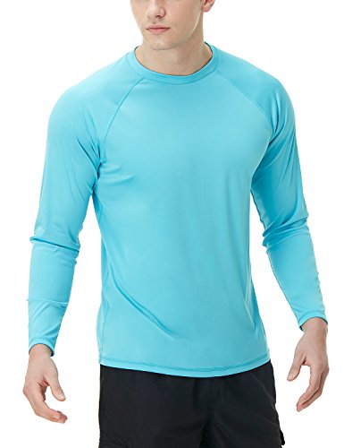 TSLA Herren Rash Guard Swim Shirts, UPF 50+ Loose-Fit Langarmhemden, Quick Dry Cool Running Workout SPF/UV T-Shirts Bademode Top, Mss03 1pack - Sky Blue, XL von TSLA